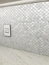 12" x 12" Polished Mother of Pearl Back Splash Tile -  Fish Scale Design
