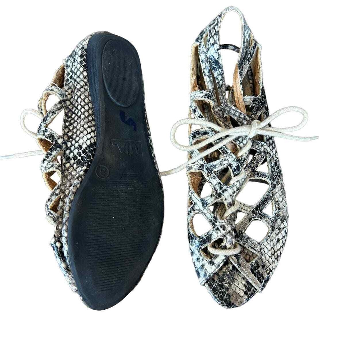 MIA 90s Y2K Veranda Fisherman Sandals Snakeskin Print
