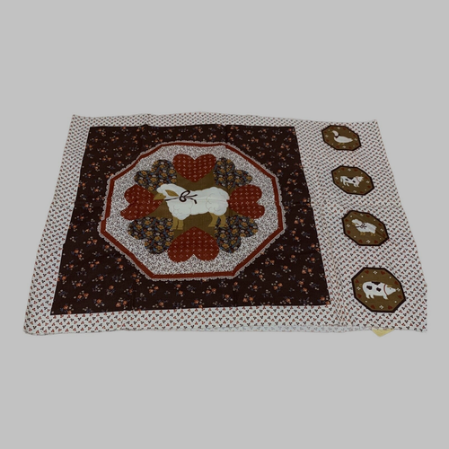 Vintage VIP Fabric Lamb Design  Country Decor Pillow Panel Brown Floral Kit - Picture 2 of 5