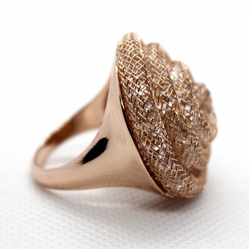 Sparkling ROSE TONE PINK Mesh SWIRL RING BIG! BOLD! Swirling Circle Sz 10 New! - Picture 4 of 5