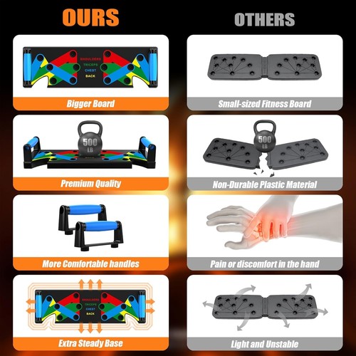 Push Up Rack Board System Home Workout Train Gym Fitness Exercise Stands All in1 - Picture 3 of 7