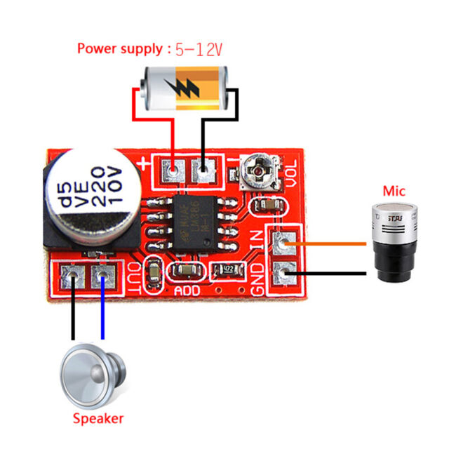 DC 5V-12V micro electret amplifier MIC condenser mini microphone amplifierYJ$i DC 5V-12V micro electret amplifier MIC condenser mini microphone amplifierYJ$i