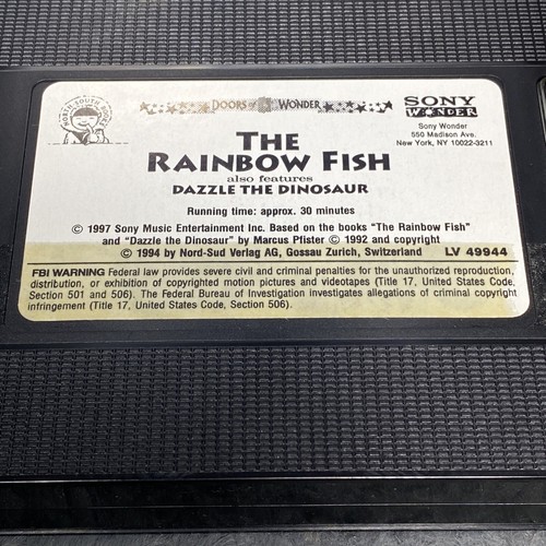 Doors of Wonder - The Rainbow Fish Dazzle the Dinosaur VHS Tape 1999 Kids Film - Picture 8 of 8
