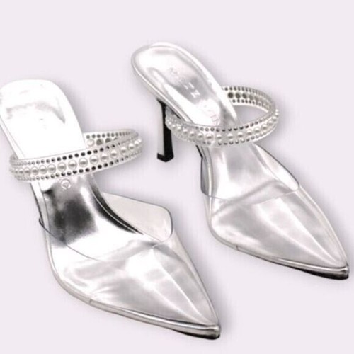 MATEO BY INC Clear Cindy Pointy Toe Stiletto Heeled pumps Mules Shoes 5.5 M - Picture 10 of 11