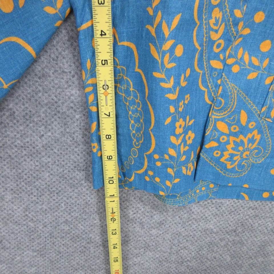 Pantalones Cortos de Lino FLAX Designs P Carga Cintura Elástica Cierre de Botones Floral Nuevos Foto 3 de 4