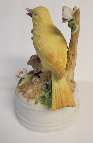 Vintage Porzellan Kanariengelber Vogel Eda Mann Figur Spieluhr - Bild 20 von 21