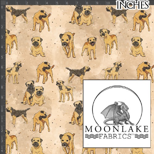 Tela de popelín de algodón 100 % de calidad Border Terrier, boceto n pintado, boceto n de calidad *exclusivo* - Imagen 1 de 2