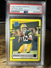 🔥📈 2020 Donruss Jordan Love Yellow Press Proof PSA 9 Mint #304 RC Rookie