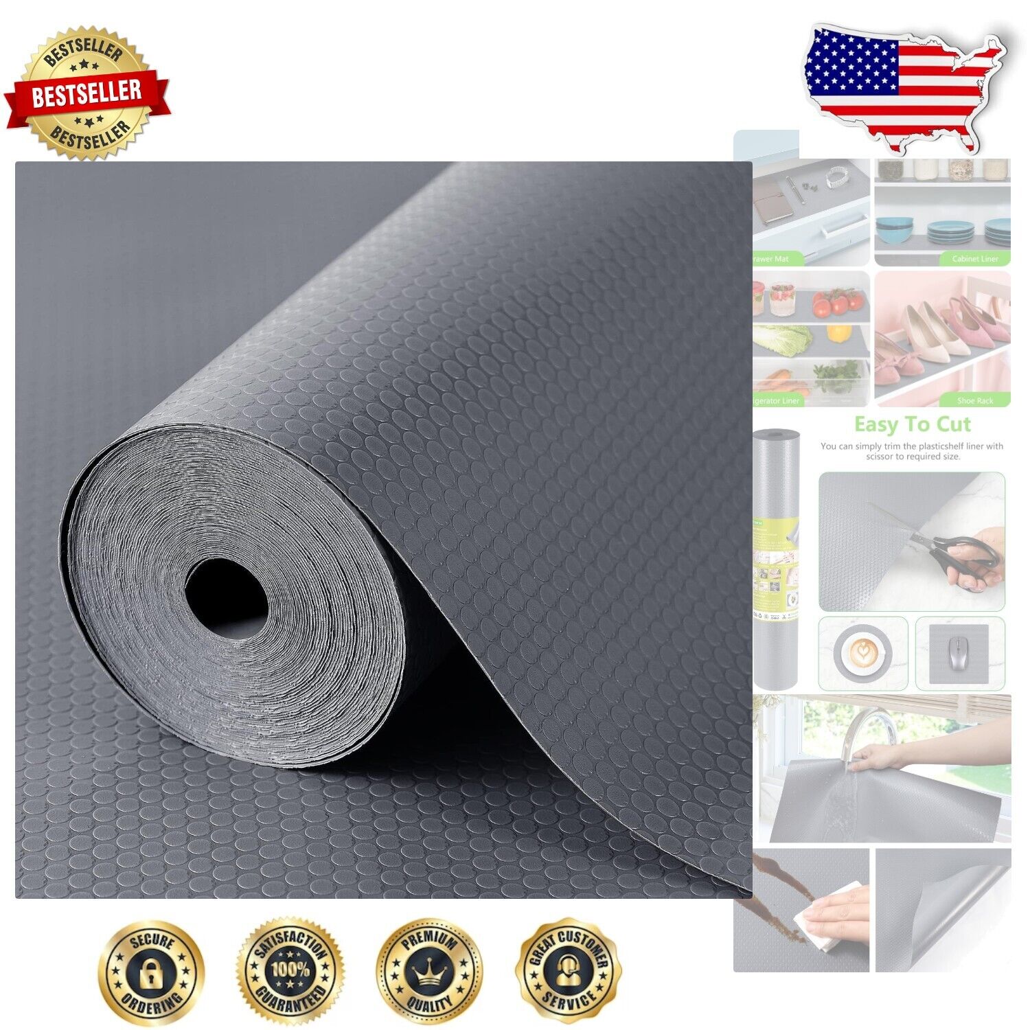 Elegant Waterproof Shelf Liners – Non-Adhesive Kitchen & Cabinet Mats (2 Rolls)-image