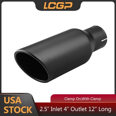 LCGP 5 Inlet x 6 Outlet x 15 Overall Length Clamp On Stainless Steel Universal Polished Diesel Exhaust Tailpipe Tip 5 Inch Inlet Exhaust Tip