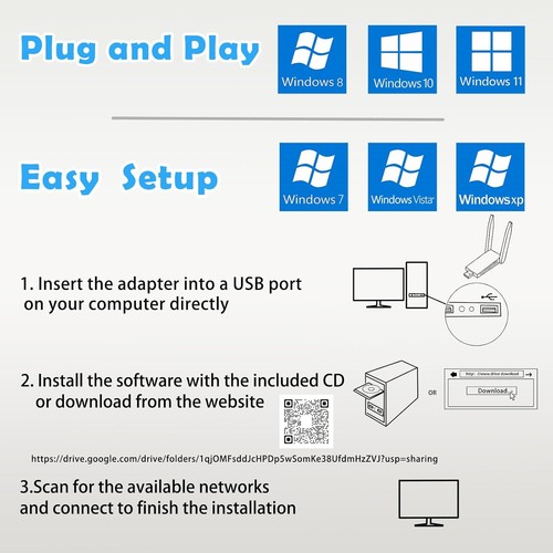 WLAN Stick 1300Mbps USB WiFi AC Dongle Wireless Adapter Dual Band 2.4GHz 5GHz PC - Bild 12 von 12