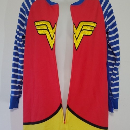 Wonder Woman Size S PJs Footie Pajamas Hero Fleece Long Sleeve WW84 DC Comics - Picture 7 of 10