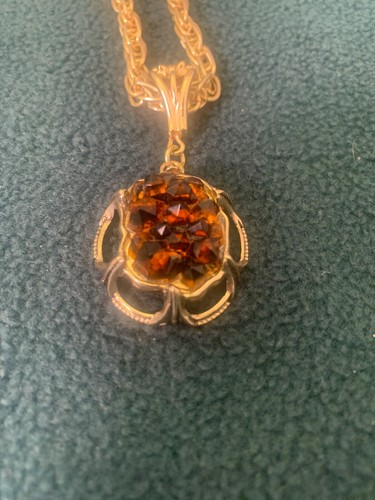 Vintage Whiting & Davis Hinged Bracelet Topaz Amber Citrine Mine Cut Glass Rare - Picture 2 of 24
