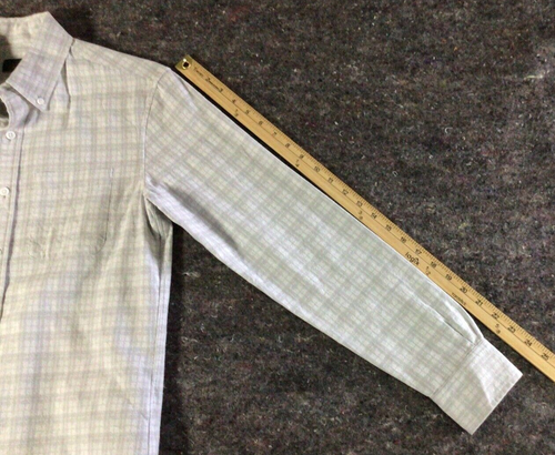 Club Monaco Men's Slim Fit Grey Plaid Button Front Long Sleeve Shirt XS - Picture 8 of 10