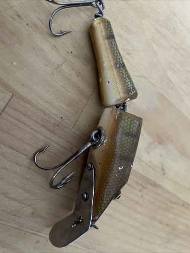 ANGELKÖDER SOUTH BEND 31/2" VINTAGE HOLZ PIKIE-ORENO WEISS & GRÜN GLITZER - Bild 16 von 22