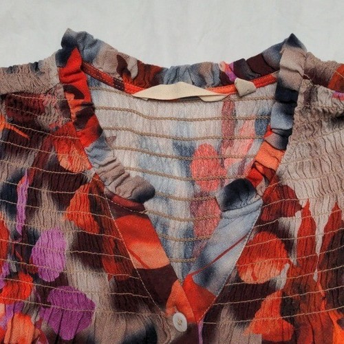 Weiche Surronings Ceandine Aquarell Blumenmuster Boho Knopfleiste Bluse XL - Bild 3 von 6