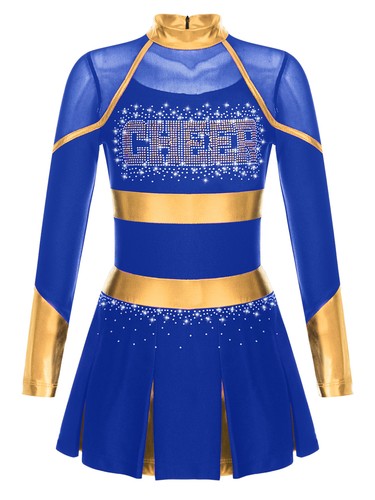 Costume vestito squadra bambina ragazza glitterato cheerleading colore contrasto uniforme - Foto 62 di 84