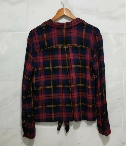 Treasure & Bond Plaid Tie Front Long Sleeve Shirt M - Picture 10 of 10