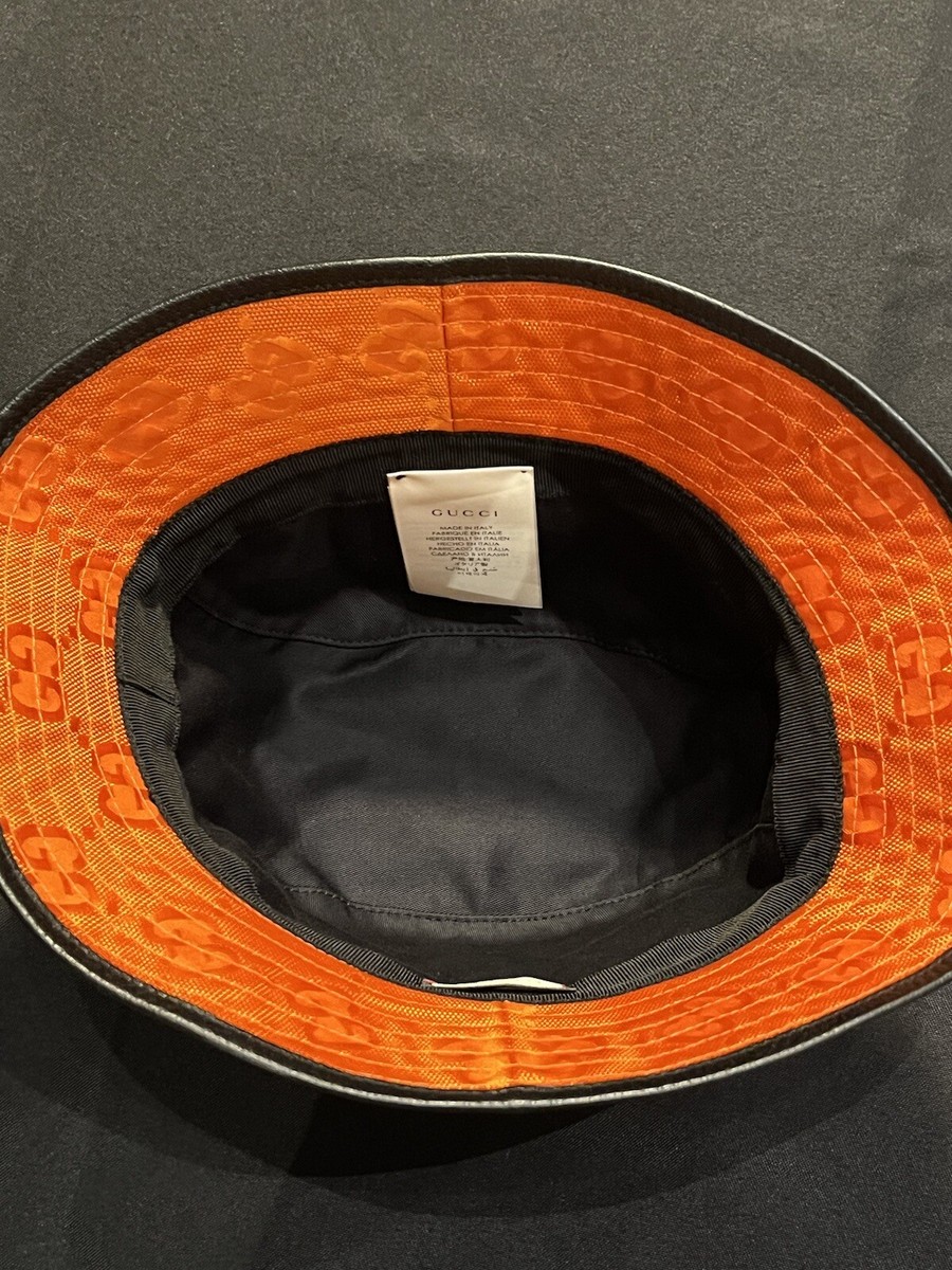 GUCCI GG RETRO ORANGE CAP M MEDIUM OFF THE GRID BUCKET HAT GUCCI GG RETRO ORANGE CAP M MEDIUM OFF THE GRID BUCKET HAT