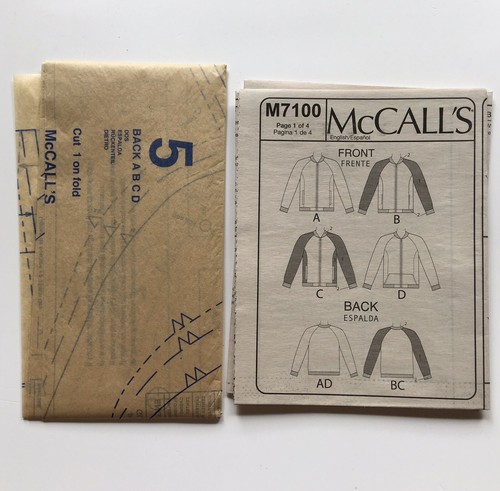 McCalls 7100 Front Zip Bomber Jacket Knit Cuffs Misses XS-M Uncut Sewing Pattern - Picture 4 of 5