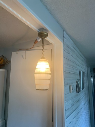 French vintage hanging lamp frosted glass - any room 1960 style - Picture 3 of 10