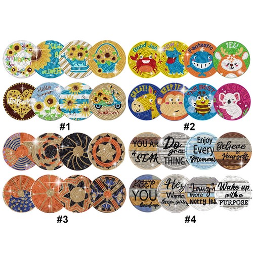 8 Pcs Diamond Painting Art Coaster Kit Animal Wooden Round for Beginners Adults - Bild 2 von 18