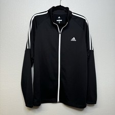 Adidas Golf Jacket 3 Stripe Black Full Zip Mens Large UPF50