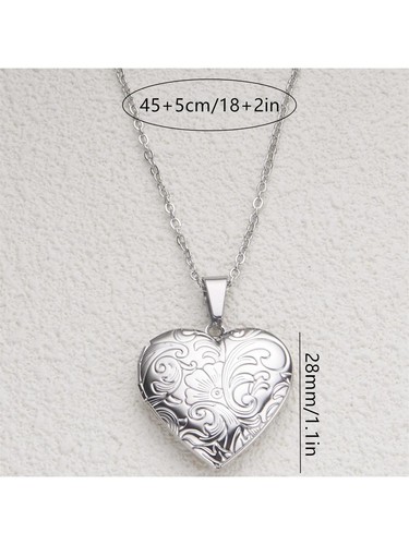 Sterling Silver Heart Pendant Picture Locket Chain Necklace Women Valentine Gift - Picture 35 of 76