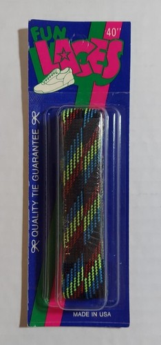 Menge 6 Vintage "Fun Laces" Schnürsenkel 40" schwarz bunt - Made in USA - Bild 2 von 3