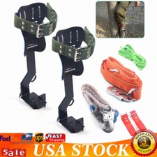 Adjust Tree/Pole Climbing Spike Set 2 Gear Safety Belt Rope Lanyard w/ Carabiner