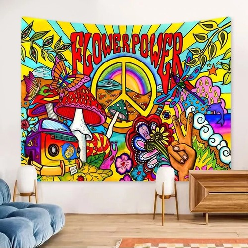Extra Large Abstract Tapestry Butterfly Wall Hanging Psychedelic Fabric Decor - Picture 3 of 9