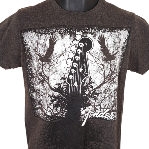 Fender Guitar T Shirt Mens Size Medium Gray Y2K Musical Roots Musician