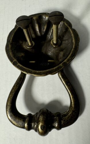Battiporta testa di leone ottone vintage pesante mobile antico - Foto 2 di 3