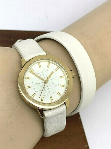 Reloj para mujer Tory Burch TBW2002 28 mm dorado marfil doble envoltura cuero GIGI $315 - Imagen 4 de 12