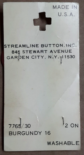 Vintage Steamline #4225 buttons (4 count) on card 3/4 inch BURGANDY 16 2-hole - Picture 3 of 3