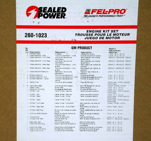 New Fel Pro Engine Overhaul Gasket Set 1975-1980 Chevy sb 305 5.0L - Picture 2 of 3