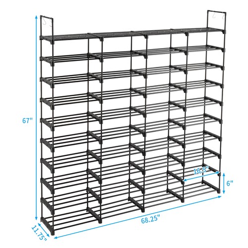 10 Tiers Shoe Rack Storage Organizer Shoe Shelf Organizer Stackable Shoe Cabinet - Picture 2 of 8