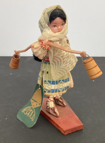 Vintage 1967 Expo USSR 5.5" Russia native doll Aebywka w/ water pails - Picture 1 of 9