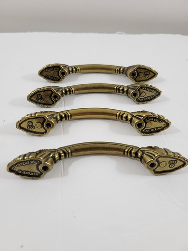4 Amerock Burnished Brass Arched Drawer Cabinet Pulls Embossed Fruit #1332 - Picture 5 of 8