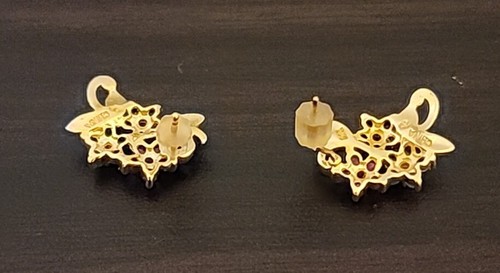 Vintage Sterling Creations Gold  Over Sterling Silver Genuine Stones Pierced - Afbeelding 5 van 7