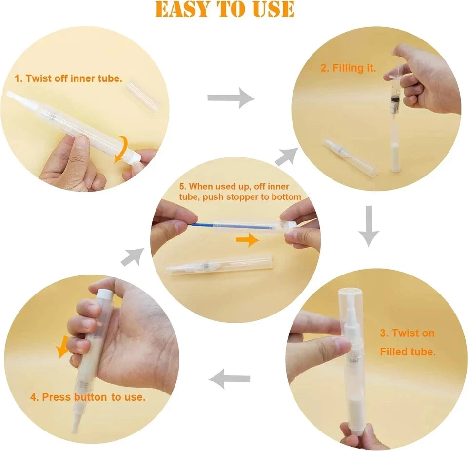 Bolígrafos de pintura de retoque recargables de 6 ml, bolígrafos de pincel vacíos para pequeños, transparentes Foto 4 de 4