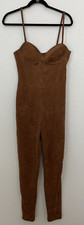 Vintage Romper Size Large Y2K 90s Brown Faux Suede Contempo Casuals Acetate