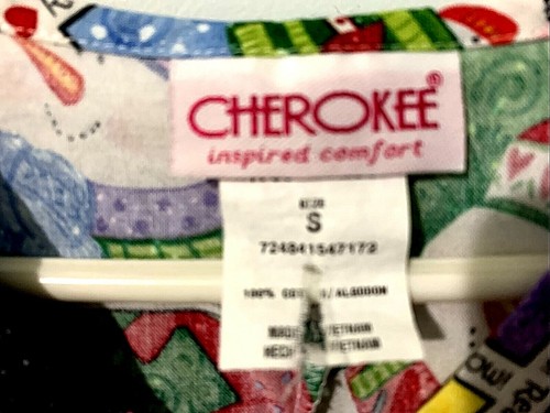 SCRUB UNIFORM TOP MEDIUM buntes SCHNEEMANN-Muster 100 % Baumwolle CHEROKEE GEBRAUCHT, IN EINWANDFREIEM ZUSTAND - Bild 5 von 6