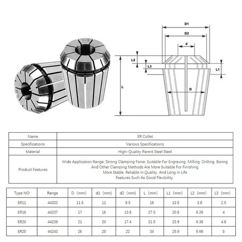 Spring Collet High Precision Set CNC Engraving Machine Lathe Tool ER11 ER16 ER20 - Picture 18 of 23