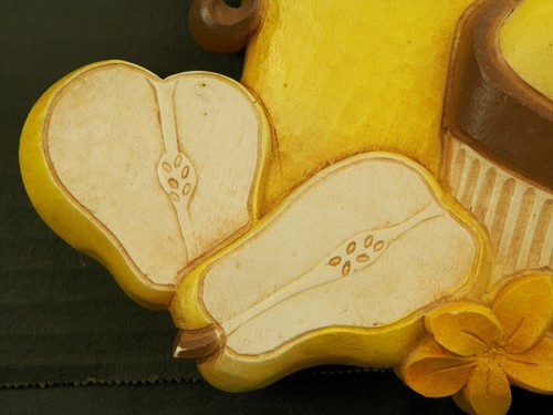 VTG 1970 Homco plastic wall decor Fruit Basket Pitcher Apple Pear Yellow Orange - Picture 3 of 6