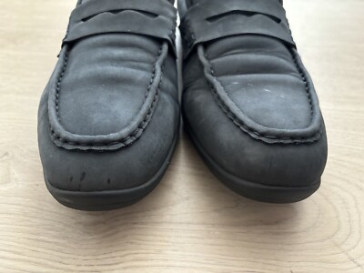 BROOKS BROTHERS 1818 Navy Suede Penny Loafers Rubber Vibram  display picture 1