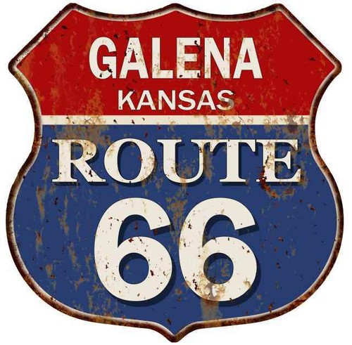GALENA, KANSAS Route 66 Shield Metal Sign Man Cave Garage 211110013071 - 第 1/1 張圖片