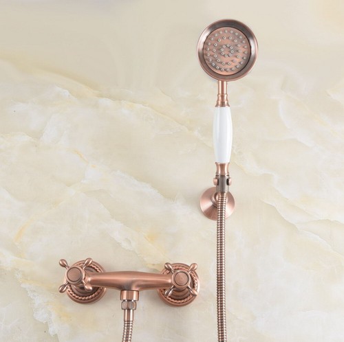 Antique Red Copper Wall Mount Bathroom Hand Held Shower Faucet Mixer Tap mtf256 - Picture 7 of 7