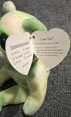 TY Beanie Babies extremely Rare Lime Ice 3rd extra swing tag Retired Investment - Picture 2 of 8