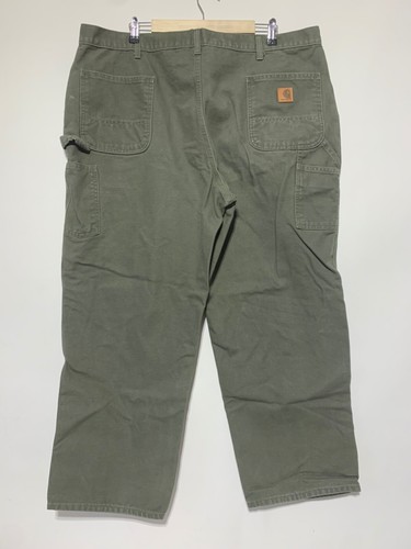 Carhartt Men Size 44x30 Green Utility Dungaree Fit Rugged Flex Pants Stains - Picture 2 of 8